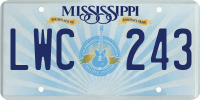 MS license plate LWC243