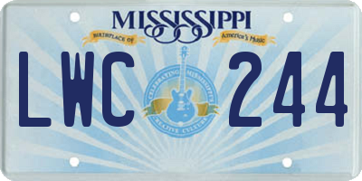 MS license plate LWC244