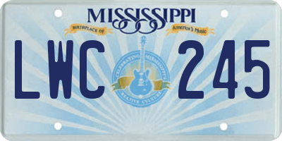 MS license plate LWC245