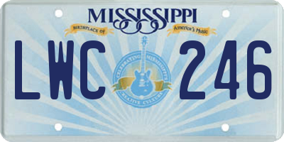 MS license plate LWC246