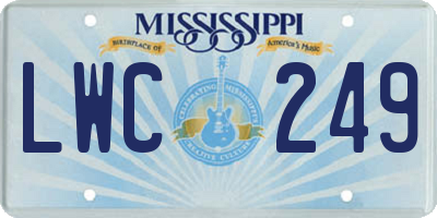 MS license plate LWC249