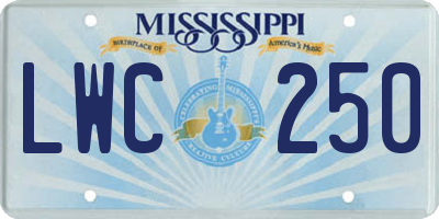 MS license plate LWC250