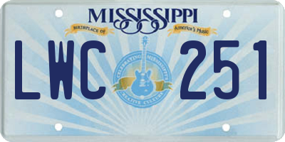 MS license plate LWC251