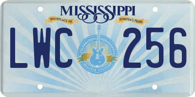 MS license plate LWC256