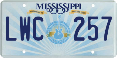 MS license plate LWC257