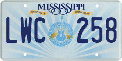 MS license plate LWC258