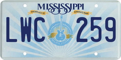 MS license plate LWC259