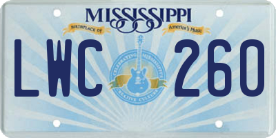 MS license plate LWC260