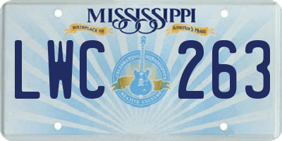 MS license plate LWC263