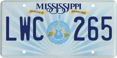 MS license plate LWC265