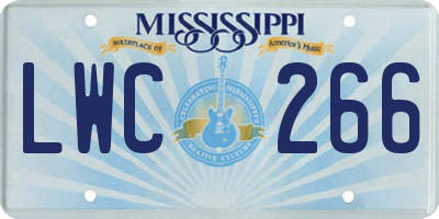 MS license plate LWC266