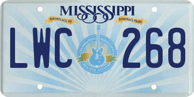 MS license plate LWC268