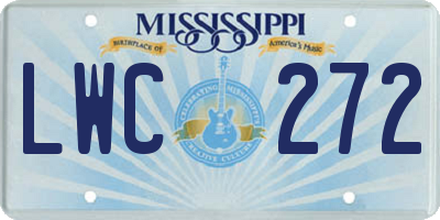 MS license plate LWC272