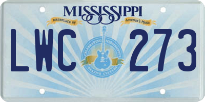 MS license plate LWC273