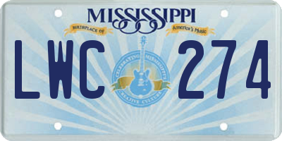 MS license plate LWC274