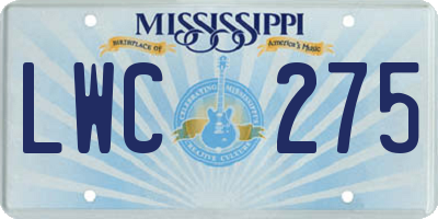 MS license plate LWC275