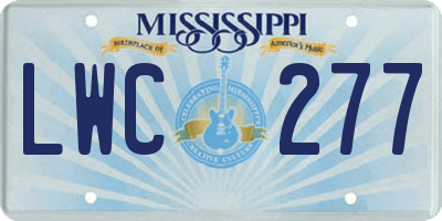 MS license plate LWC277