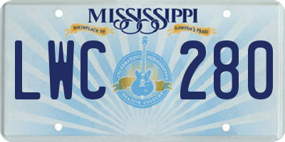 MS license plate LWC280