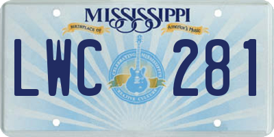 MS license plate LWC281