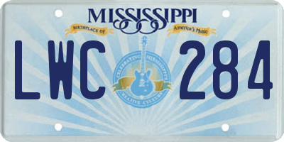 MS license plate LWC284