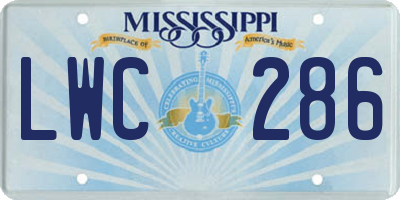 MS license plate LWC286