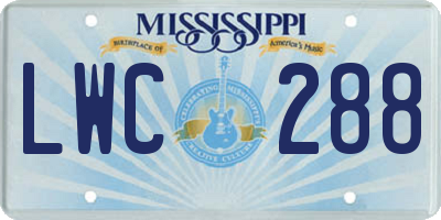 MS license plate LWC288