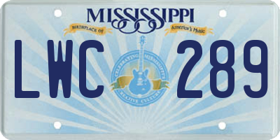 MS license plate LWC289