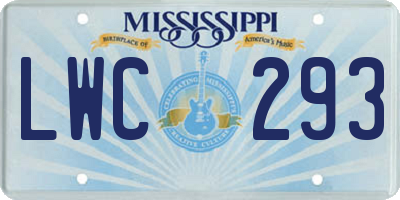 MS license plate LWC293