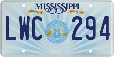 MS license plate LWC294