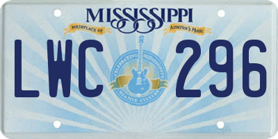 MS license plate LWC296