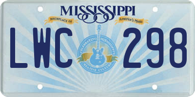 MS license plate LWC298