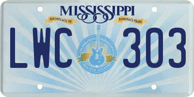 MS license plate LWC303
