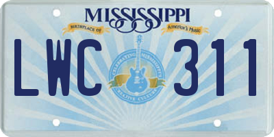 MS license plate LWC311