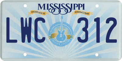 MS license plate LWC312