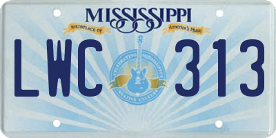 MS license plate LWC313