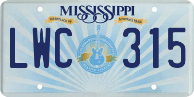MS license plate LWC315