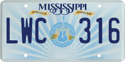 MS license plate LWC316