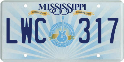 MS license plate LWC317