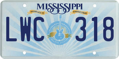 MS license plate LWC318