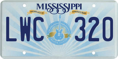 MS license plate LWC320