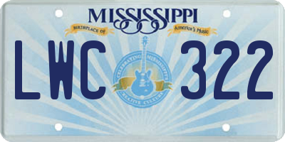MS license plate LWC322