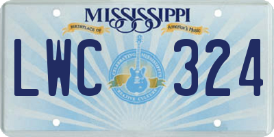 MS license plate LWC324