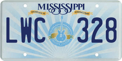 MS license plate LWC328
