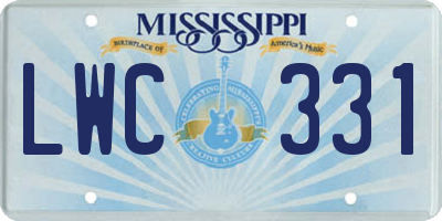 MS license plate LWC331