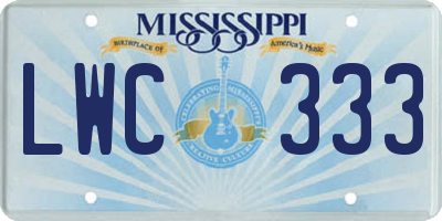 MS license plate LWC333