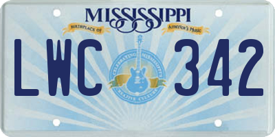 MS license plate LWC342