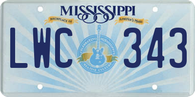MS license plate LWC343
