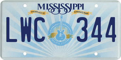 MS license plate LWC344