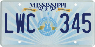 MS license plate LWC345