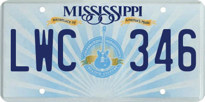 MS license plate LWC346